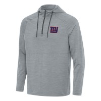 New York Giants Antigua Heather Gray Spikes Quarter-Zip Pullover Hoodie