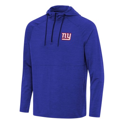 New York Giants Antigua Heather Royal Spikes Quarter-Zip Pullover Hoodie
