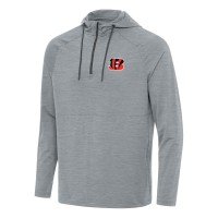 Cincinnati Bengals Antigua Heather Gray Spikes Quarter-Zip Pullover Hoodie