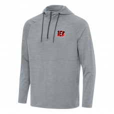 Cincinnati Bengals Antigua Heather Gray Spikes Quarter-Zip Pullover Hoodie