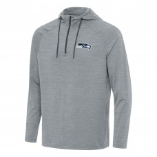 Seattle Seahawks Antigua Heather Gray Spikes Quarter-Zip Pullover Hoodie