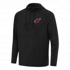 Arizona Cardinals Antigua Heather Black Spikes Quarter-Zip Pullover Hoodie