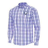 Indianapolis Colts Antigua Royal/Gray Tending Woven Tri-Blend Long Sleeve Button-Down Shirt