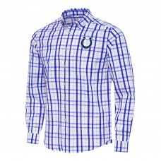 Indianapolis Colts Antigua Royal/Gray Tending Woven Tri-Blend Long Sleeve Button-Down Shirt