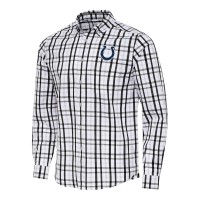 Indianapolis Colts Antigua Black/Gray Tending Woven Tri-Blend Long Sleeve Button-Down Shirt
