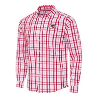 Kansas City Chiefs Antigua Red/Gray Tending Woven Tri-Blend Long Sleeve Button-Down Shirt