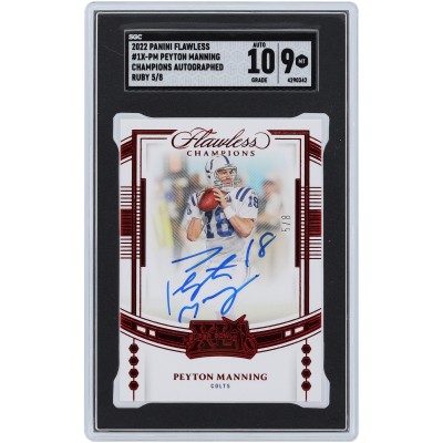 Peyton Manning Indianapolis Colts Autographed 2022 Panini Flawless Champions Ruby #1X-PM #5/8 SGC Authenticated 9/10 Card