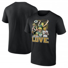 Футболка Green Bay Packers Jordan Love Fanatics Black Notorious Player Graphic