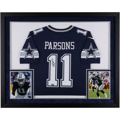 Игровая джерси Micah Parsons Dallas Cowboys Autographed Fanatics Authentic SM Deluxe Framed Navy Nike Limited