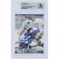Emmitt Smith Dallas Cowboys Autographed 1990 Pro Set #685 Beckett Fanatics Witnessed Authenticated Rookie Card