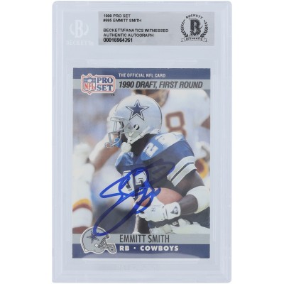 Emmitt Smith Dallas Cowboys Autographed 1990 Pro Set #685 Beckett Fanatics Witnessed Authenticated Rookie Card