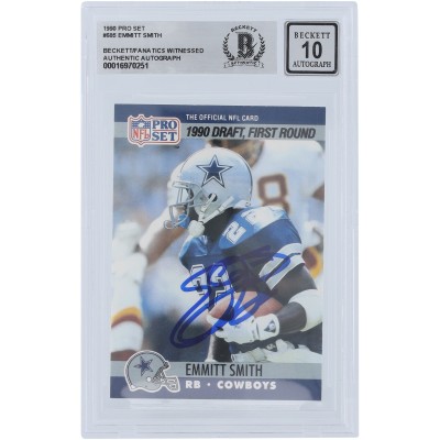 Emmitt Smith Dallas Cowboys Autographed 1990 Pro Set #685 Beckett Fanatics Witnessed Authenticated 10 Rookie Card