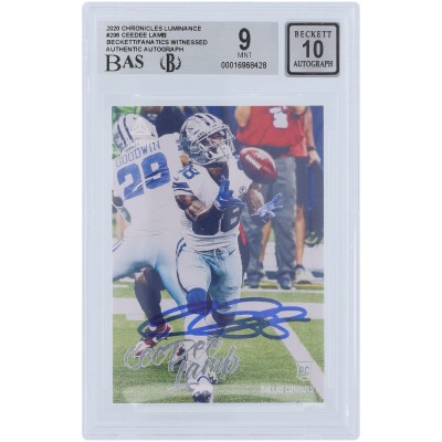 CeeDee Lamb Dallas Cowboys Autographed 2020 Panini Chronicles Luminance #206 Beckett Fanatics Witnessed Authenticated 9/10 Rookie Card