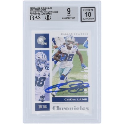 CeeDee Lamb Dallas Cowboys Autographed 2020 Panini Chronicles #25 Beckett Fanatics Witnessed Authenticated 9/10 Rookie Card