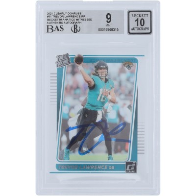 Trevor Lawrence Jacksonville Jaguars Autographed 2021 Panini Clearly Donruss #51 Beckett Fanatics Witnessed Authenticated 9/10 Rookie Card
