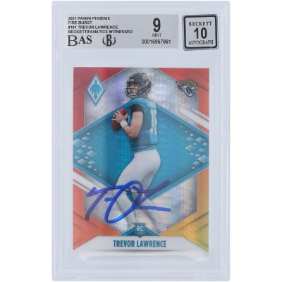 Trevor Lawrence Jacksonville Jaguars Autographed 2021 Panini Phoenix Fire Burst #101 Beckett Fanatics Witnessed Authenticated 9/10 Rookie Card