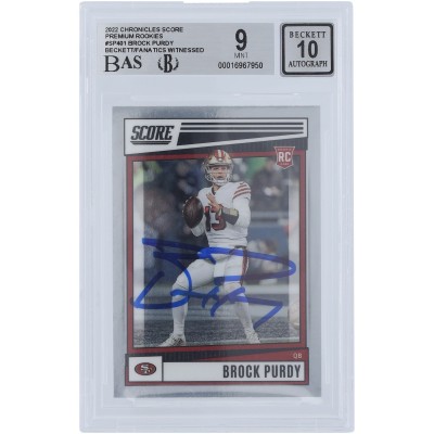 Brock Purdy San Francisco 49ers Autographed 2022 Panini Score Premium Rookies #SP-401 Beckett Fanatics Witnessed Authenticated 9/10 Rookie Card