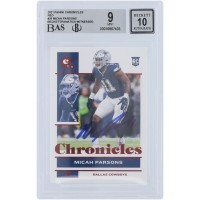 Micah Parsons Dallas Cowboys Autographed 2021 Panini Chronicles Red #28 Beckett Fanatics Witnessed Authenticated 9/10 Rookie Card