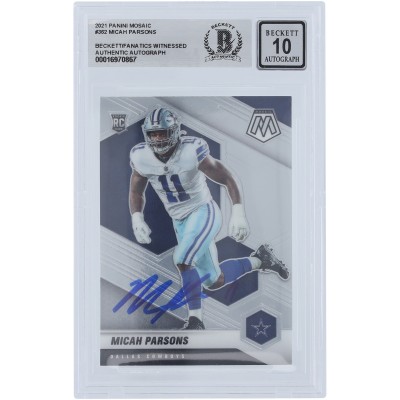 Micah Parsons Dallas Cowboys Autographed 2021 Panini Mosaic #362 Beckett Fanatics Witnessed Authenticated 10 Rookie Card