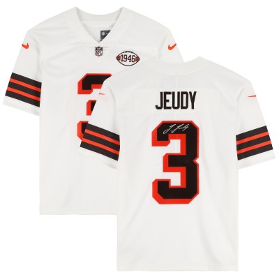 Игровая джерси Jerry Jeudy Cleveland Browns Autographed Fanatics Authentic White Nike Limited