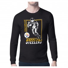 Pittsburgh Steelers Starter Black Player Grid Graphic Long Sleeve T-Shirt