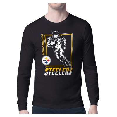 Pittsburgh Steelers Starter Black Player Grid Graphic Long Sleeve T-Shirt