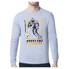 Pittsburgh Steelers Starter Heather Gray Player Grid Long Sleeve T-Shirt