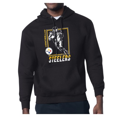 Pittsburgh Steelers Starter Black Player Grid Pullover Hoodie