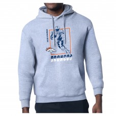 Denver Broncos Starter Heather Gray Player Grid Pullover Hoodie