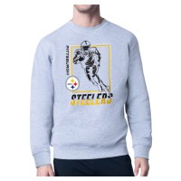 Pittsburgh Steelers Starter Heather Gray Player Grid Pullover Sweatshirt