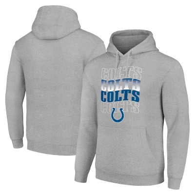 Indianapolis Colts Starter Heather Gray Four Team Name Logo Fleece Pullover Hoodie