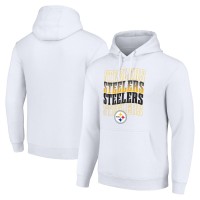 Pittsburgh Steelers Starter White Four Team Name Logo Fleece Pullover Hoodie