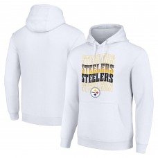 Pittsburgh Steelers Starter White Four Team Name Logo Fleece Pullover Hoodie