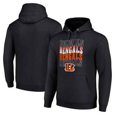 Cincinnati Bengals Starter Black Four Team Name Logo Fleece Pullover Hoodie