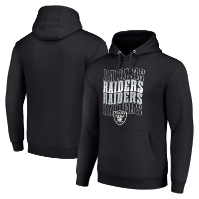 Las Vegas Raiders Starter Black Four Team Name Logo Fleece Pullover Hoodie
