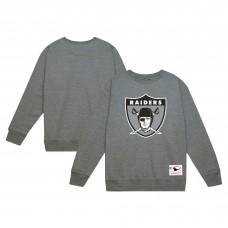 Las Vegas Raiders Mitchell & Ness Heather Gray Basic Fleece Pullover Sweatshirt