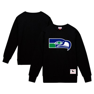 Seattle Seahawks Mitchell & Ness Black Basic Fleece Pullover Sweatshirt