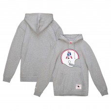 New England Patriots Mitchell & Ness Heather Gray Helmet Logo Vintage Pullover Hoodie