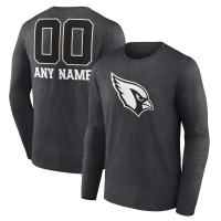 Arizona Cardinals Charcoal Personalized Name & Number Monochrome Long Sleeve T-Shirt