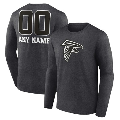 Футболка с длинным рукавом Atlanta Falcons Charcoal Personalized Name & Number Monochrome
