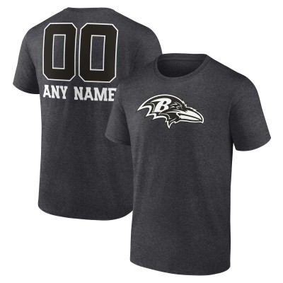 Футболка Baltimore Ravens Charcoal Personalized Name & Number Monochrome