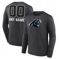 Футболка с длинным рукавом Carolina Panthers Charcoal Personalized Name & Number Monochrome