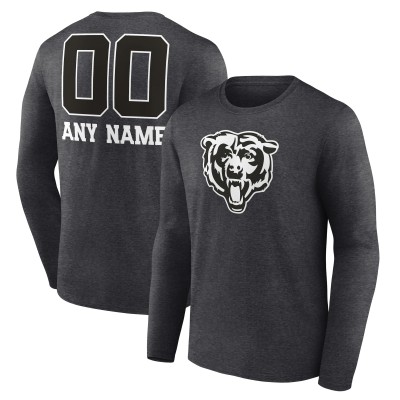 Футболка с длинным рукавом Chicago Bears Charcoal Personalized Name & Number Monochrome