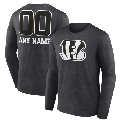 Cincinnati Bengals Charcoal Personalized Name & Number Monochrome Long Sleeve T-Shirt