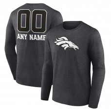 Футболка с длинным рукавом Denver Broncos Charcoal Personalized Name & Number Monochrome