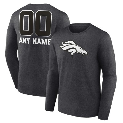 Футболка с длинным рукавом Denver Broncos Charcoal Personalized Name & Number Monochrome