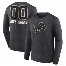 Футболка с длинным рукавом Detroit Lions Charcoal Personalized Name & Number Monochrome