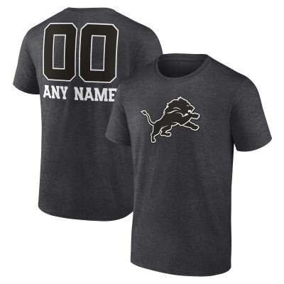 Футболка Detroit Lions Charcoal Personalized Name & Number Monochrome
