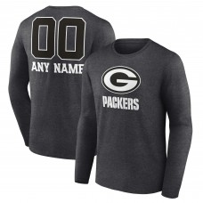 Футболка с длинным рукавом Green Bay Packers Charcoal Personalized Name & Number Monochrome