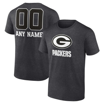 Футболка Green Bay Packers Charcoal Personalized Name & Number Monochrome
